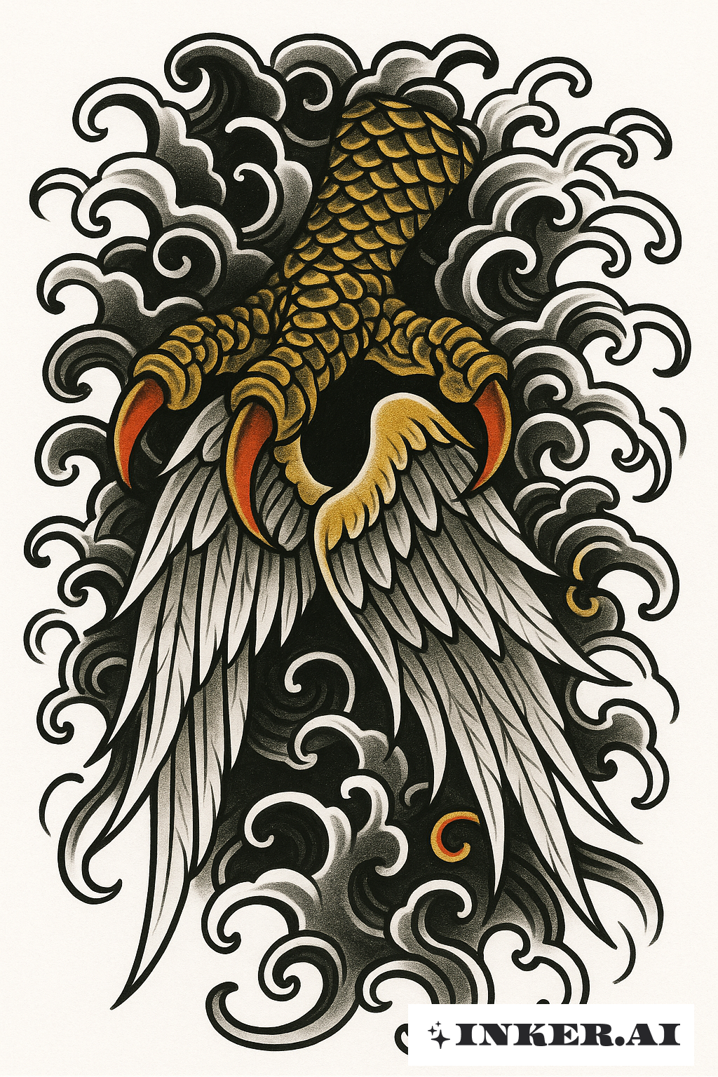 Une Griffe de Dragon Saisissant des Ailes d'Ange