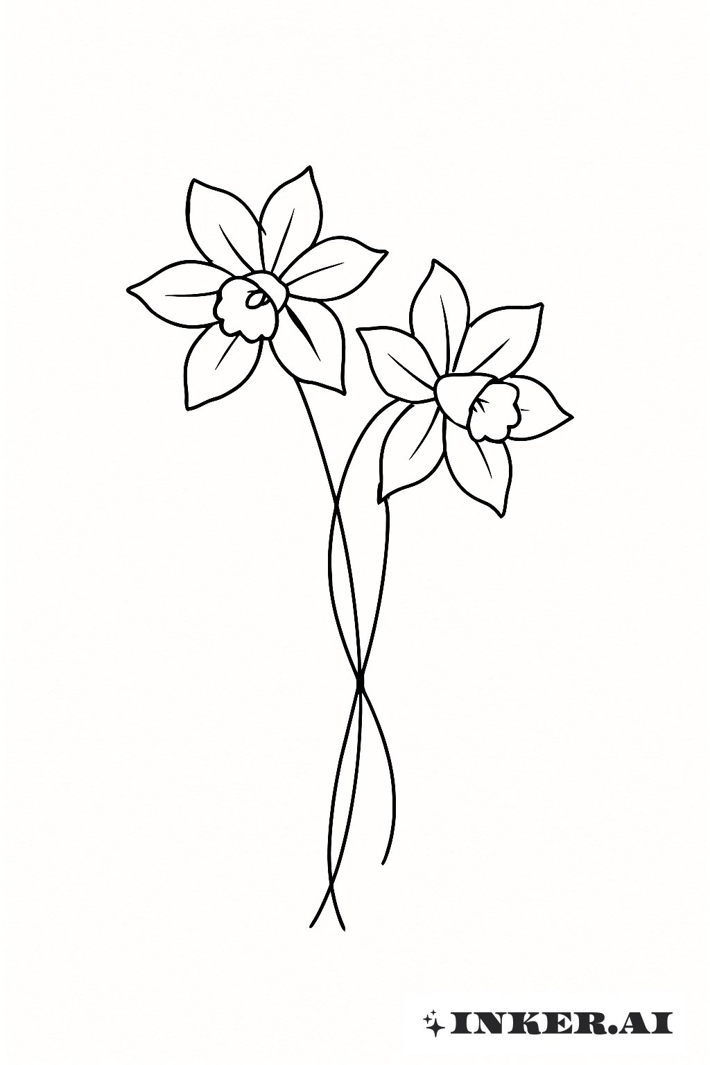 Deux Tiges de Jonquilles Minimalistes Entrelacées