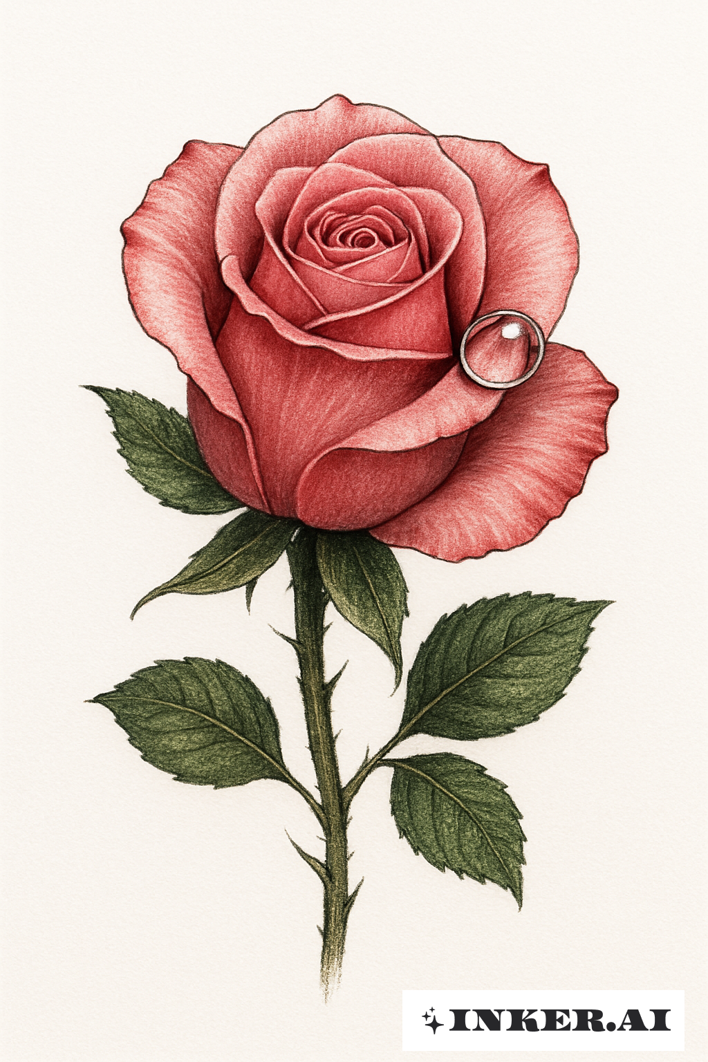 デジタル朝露をまとうZ世代のバラ