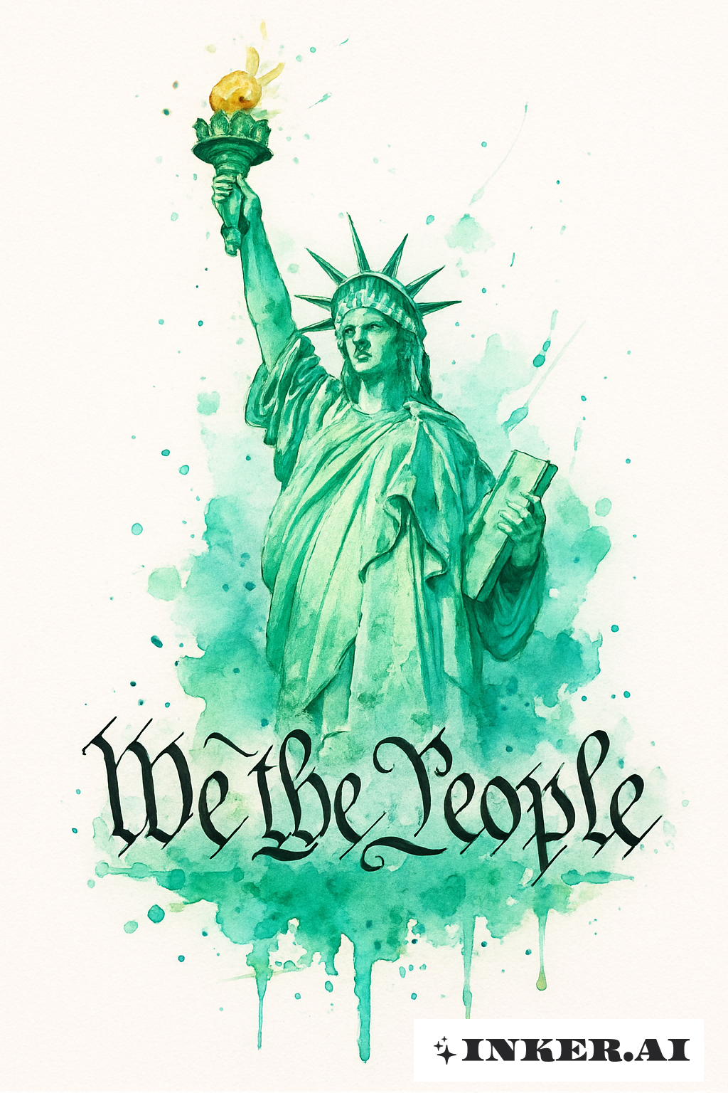 A Estátua da Liberdade e Nós, o Povo, em um Lavado de Verde