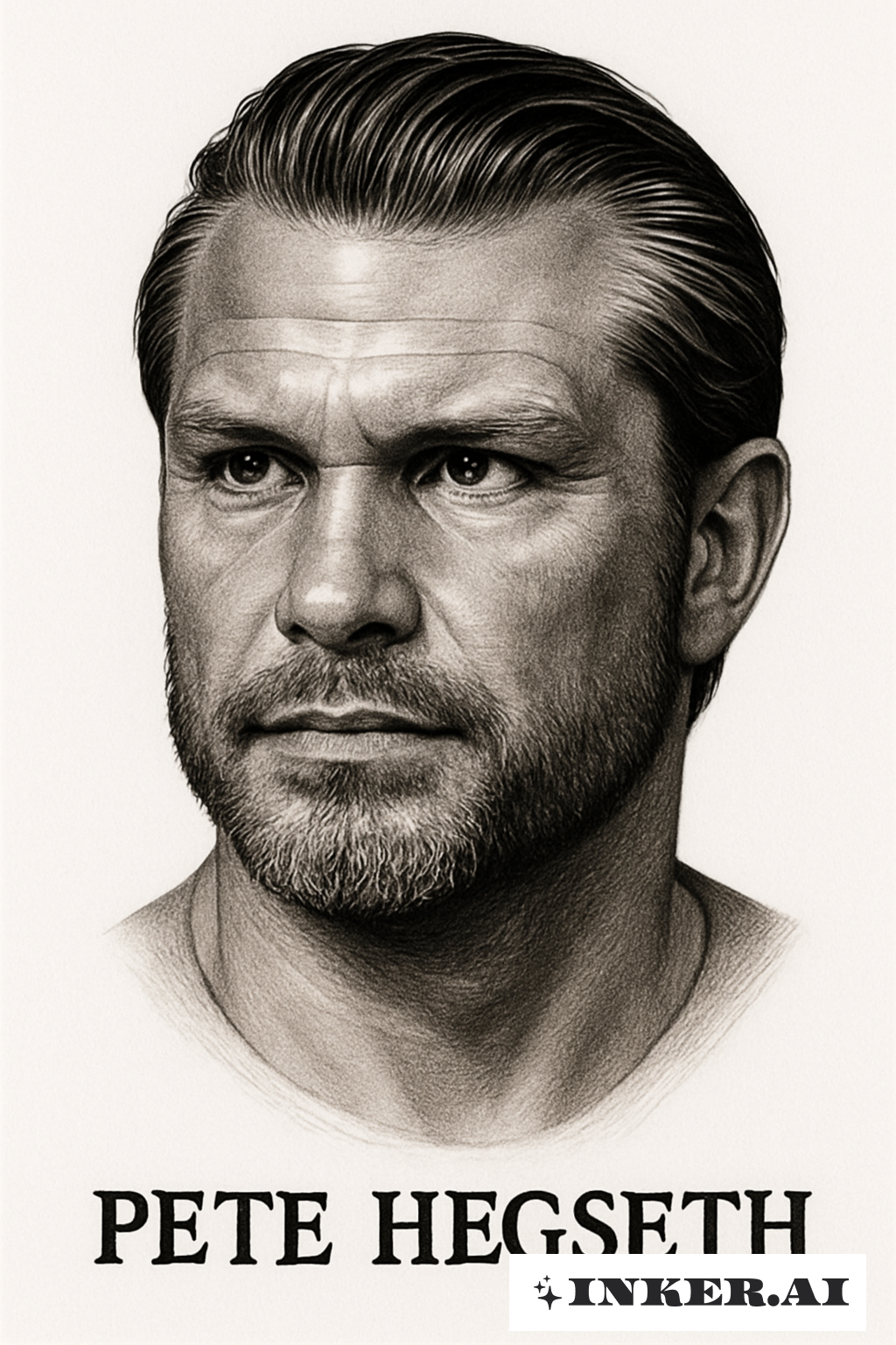 피트 헤그세스의 블랙 앤 그레이 초상화