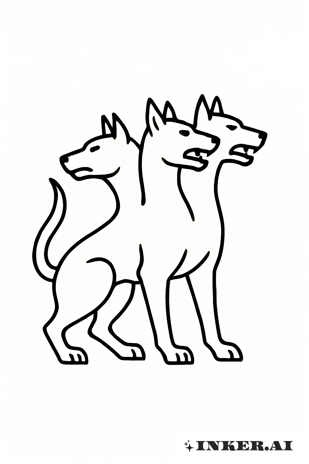 Une Silhouette Simple de Cerbère à Trois Têtes