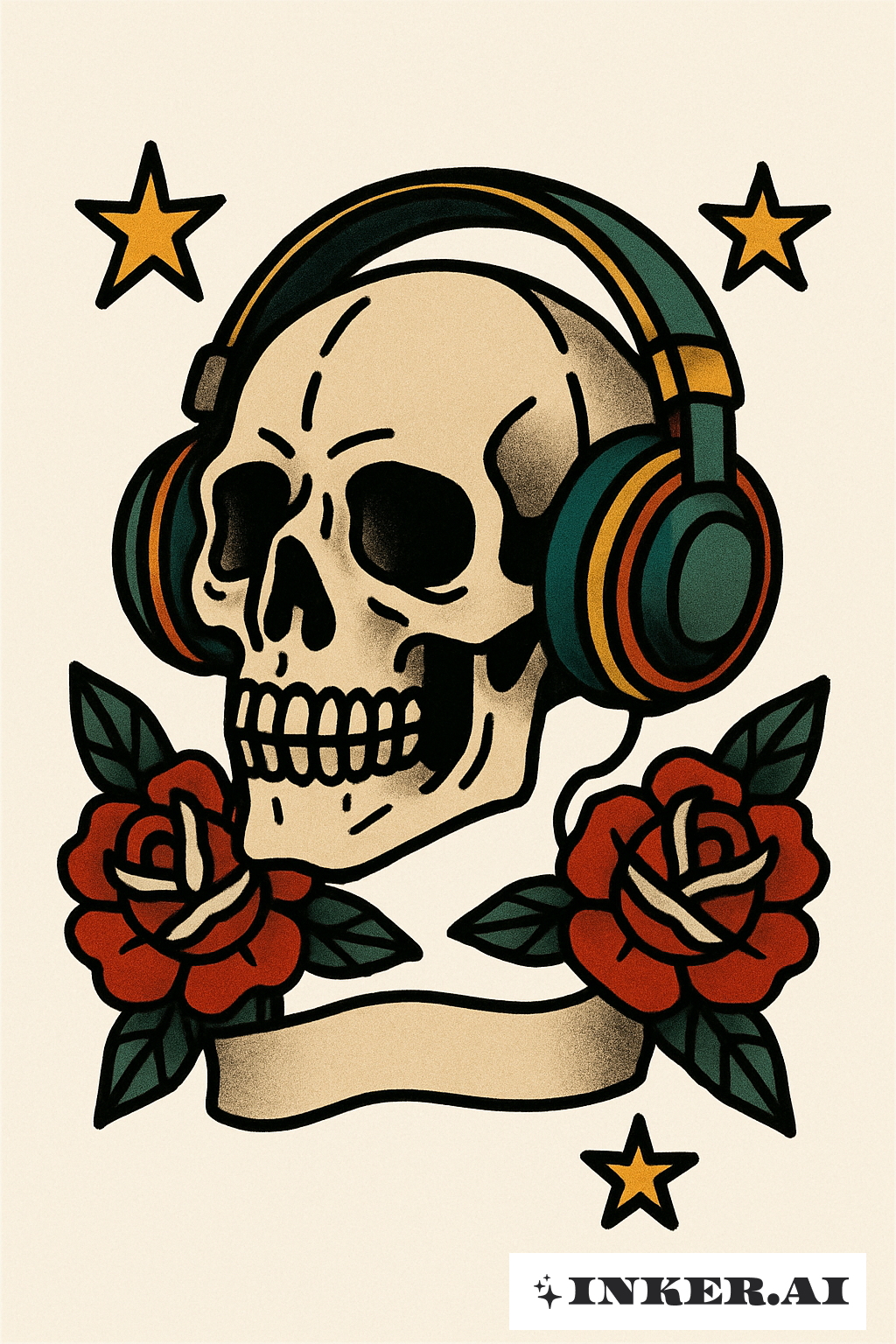 ヘッドホンを装着したZ世代のスカル