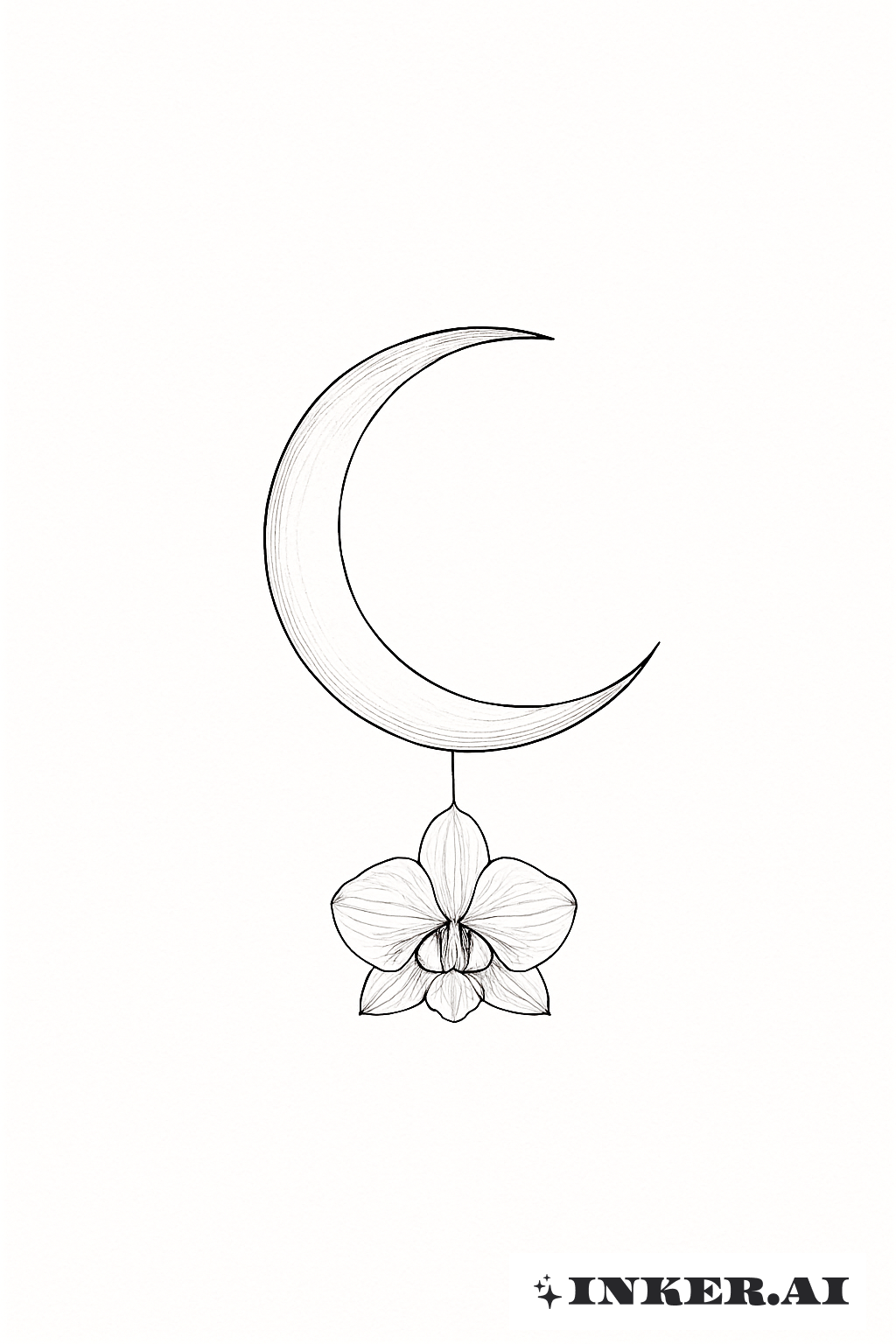 Una Luna Creciente y una Orquídea Colgante