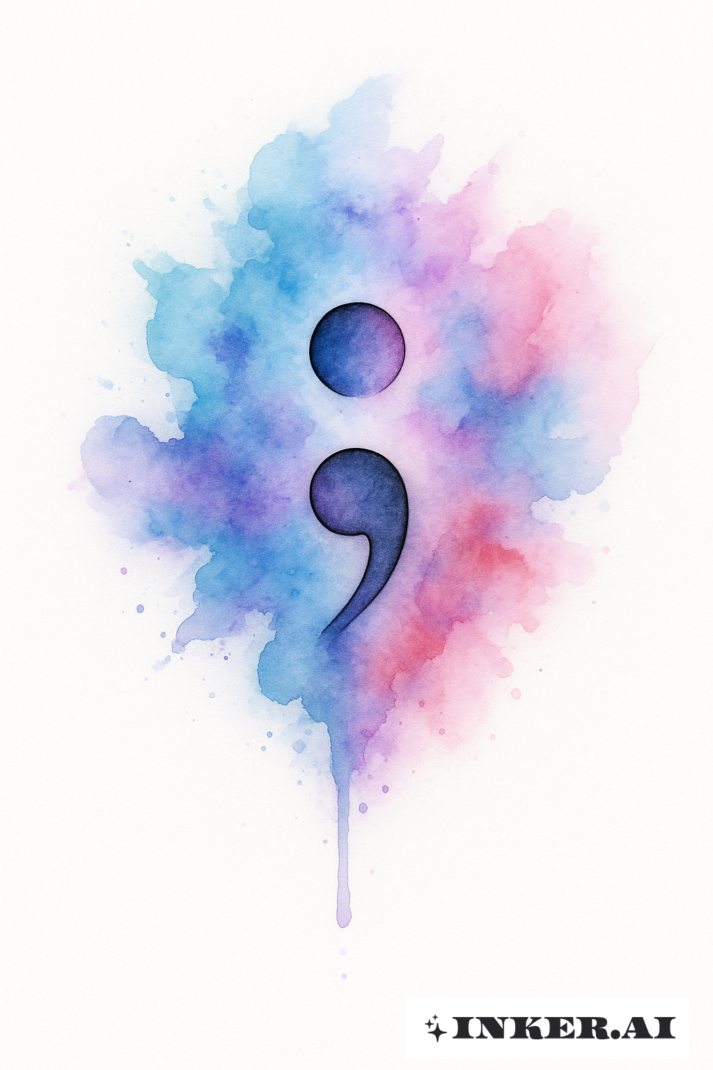 Auflösender Aquarell-Semikolon