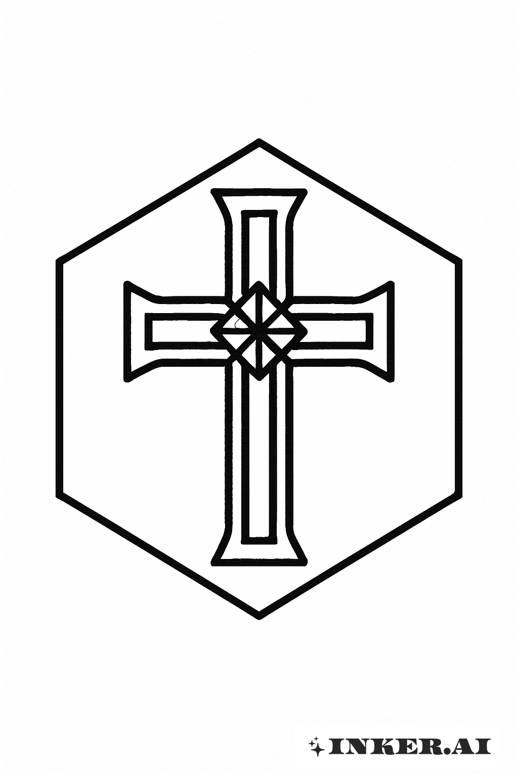 Cruz de Chrollo dentro de un Hexágono del Escuadrón Fantasma