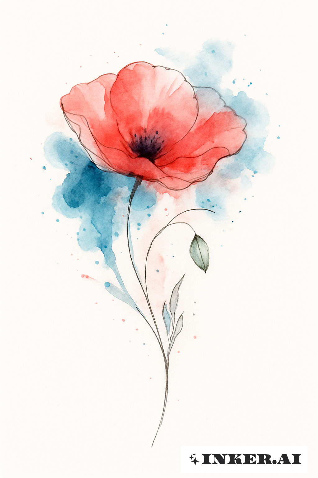 Abstrakte Mohnblume mit blauem Farbverlauf