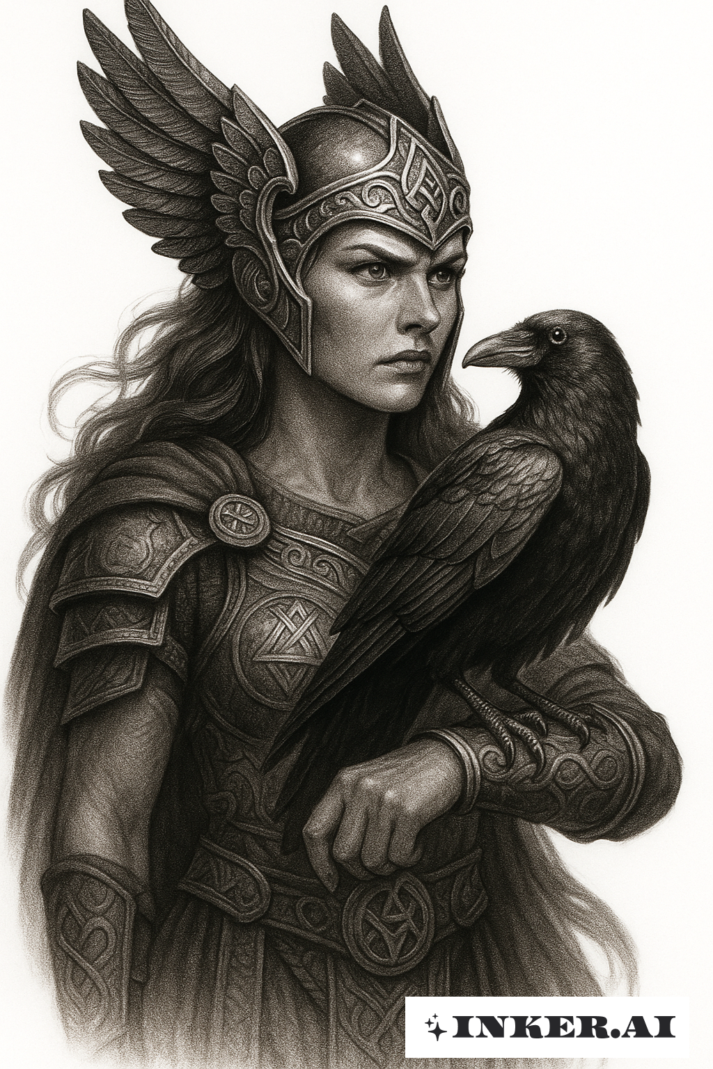 Valkyrie With Her Raven Emissary