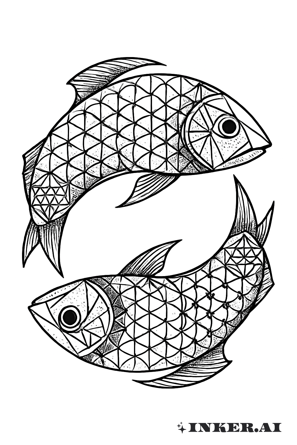 Dois Peixes de Peixes Feitos de Geometria Sagrada