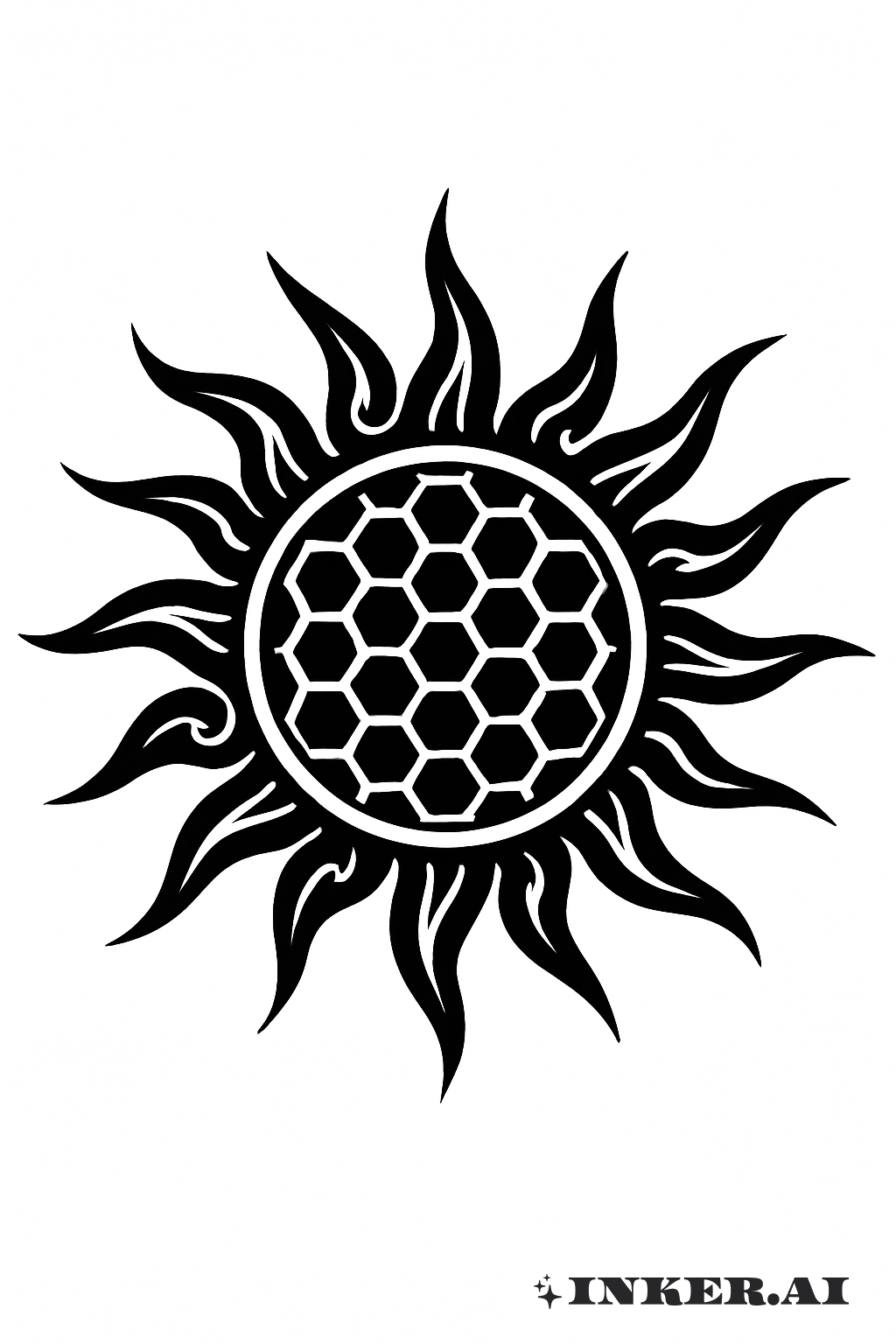 Stamtisch Sonne mit einem Honigwaben-Kern