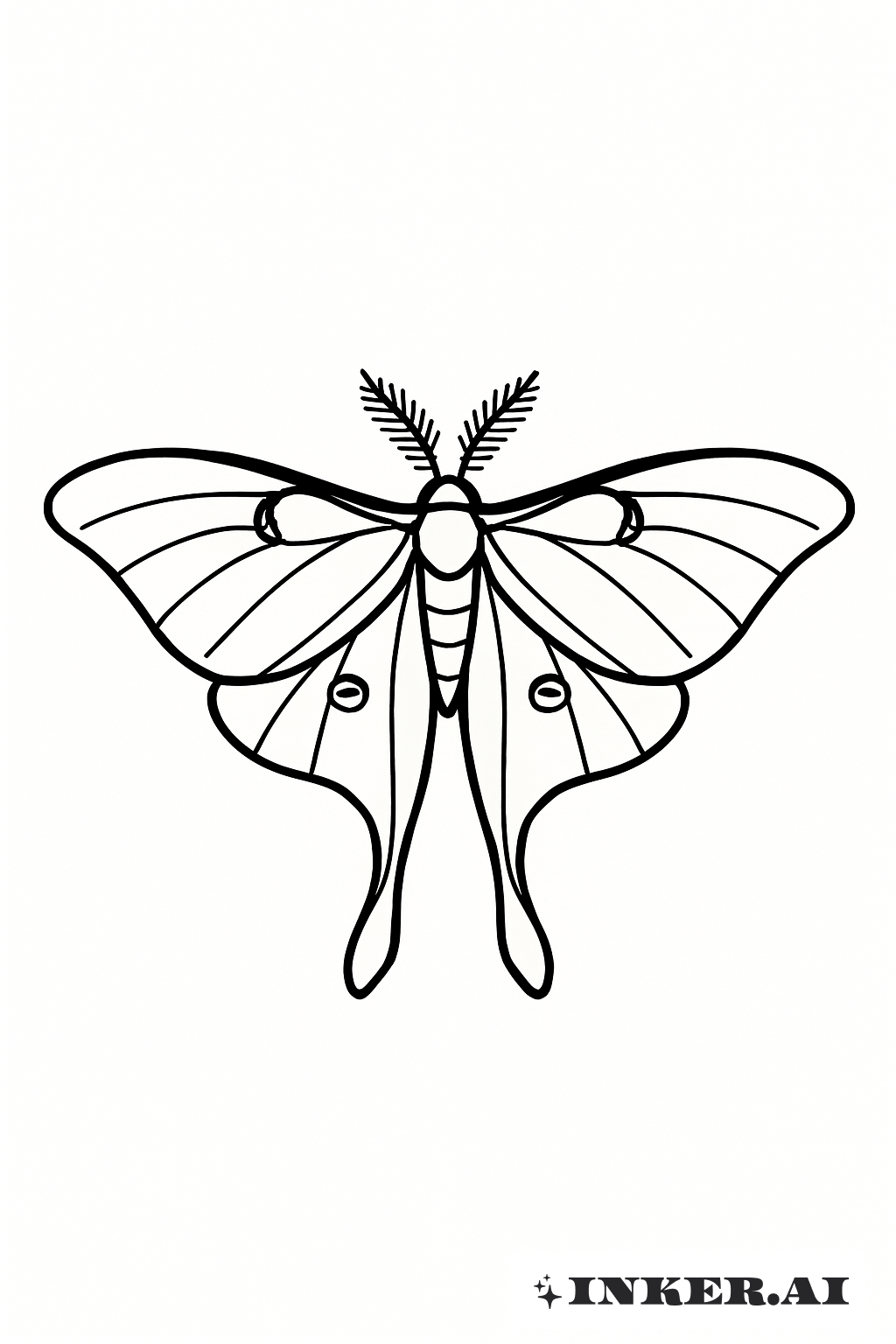 A Clean Illustrated Luna Moth