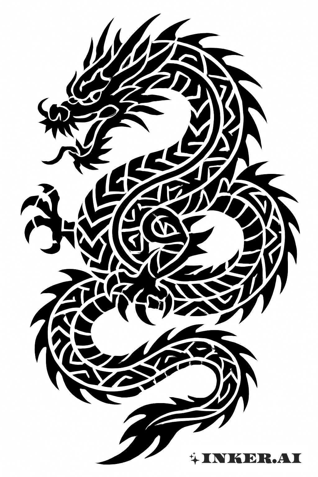 大膽部落風圖騰日本龍