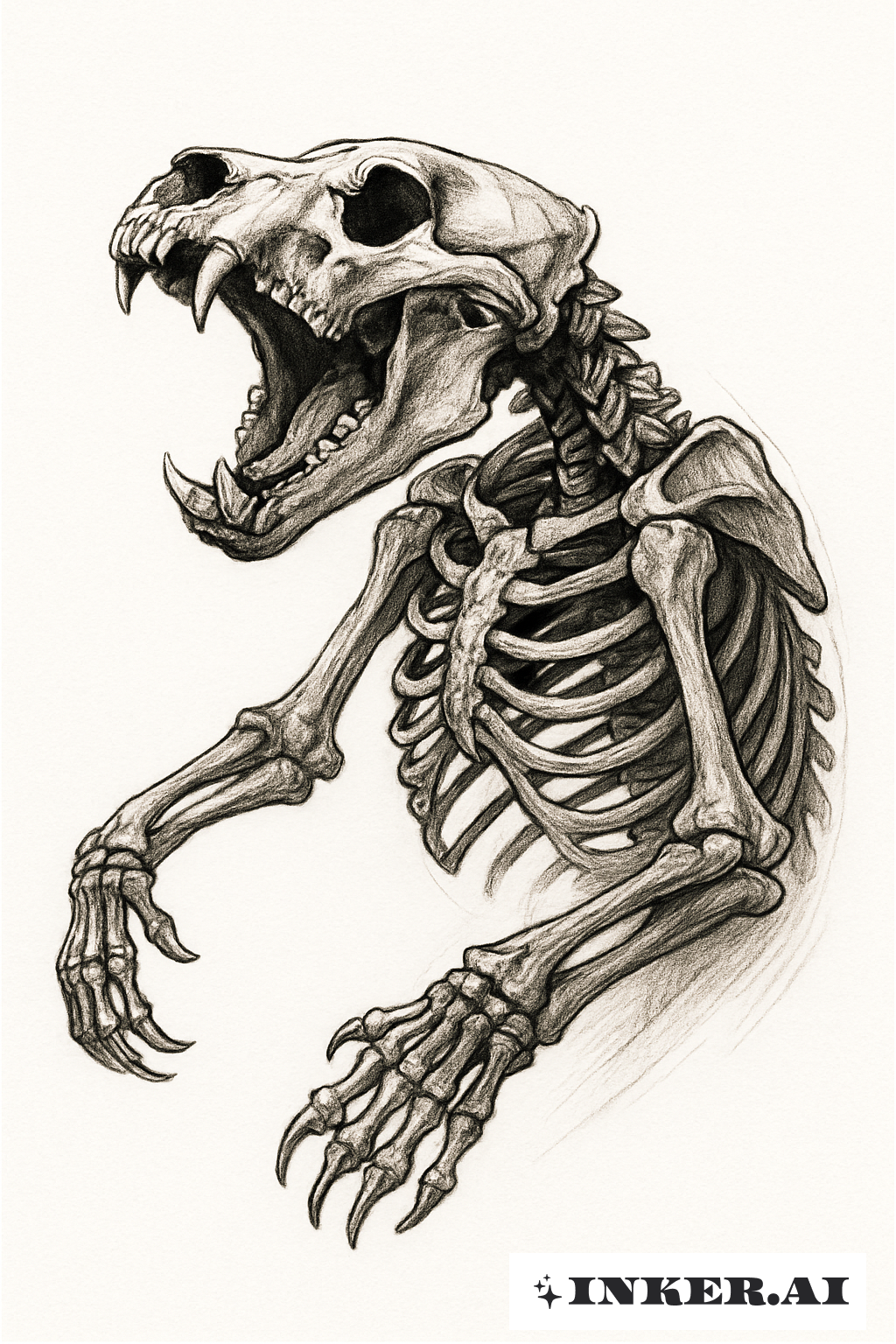 Roaring Grizzly Bear Skeleton