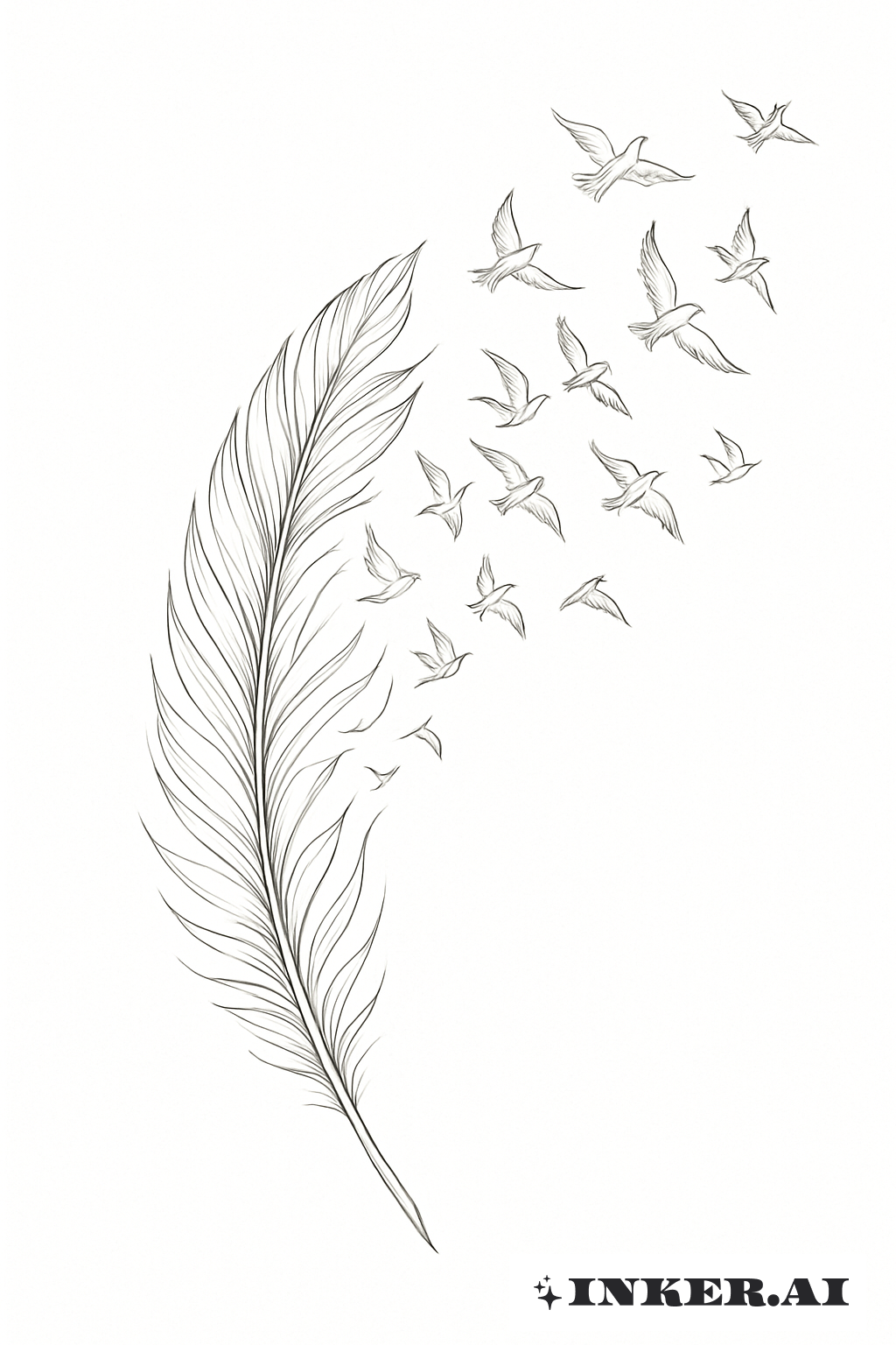 Pena de Águia Dissolvendo-se em Pássaros