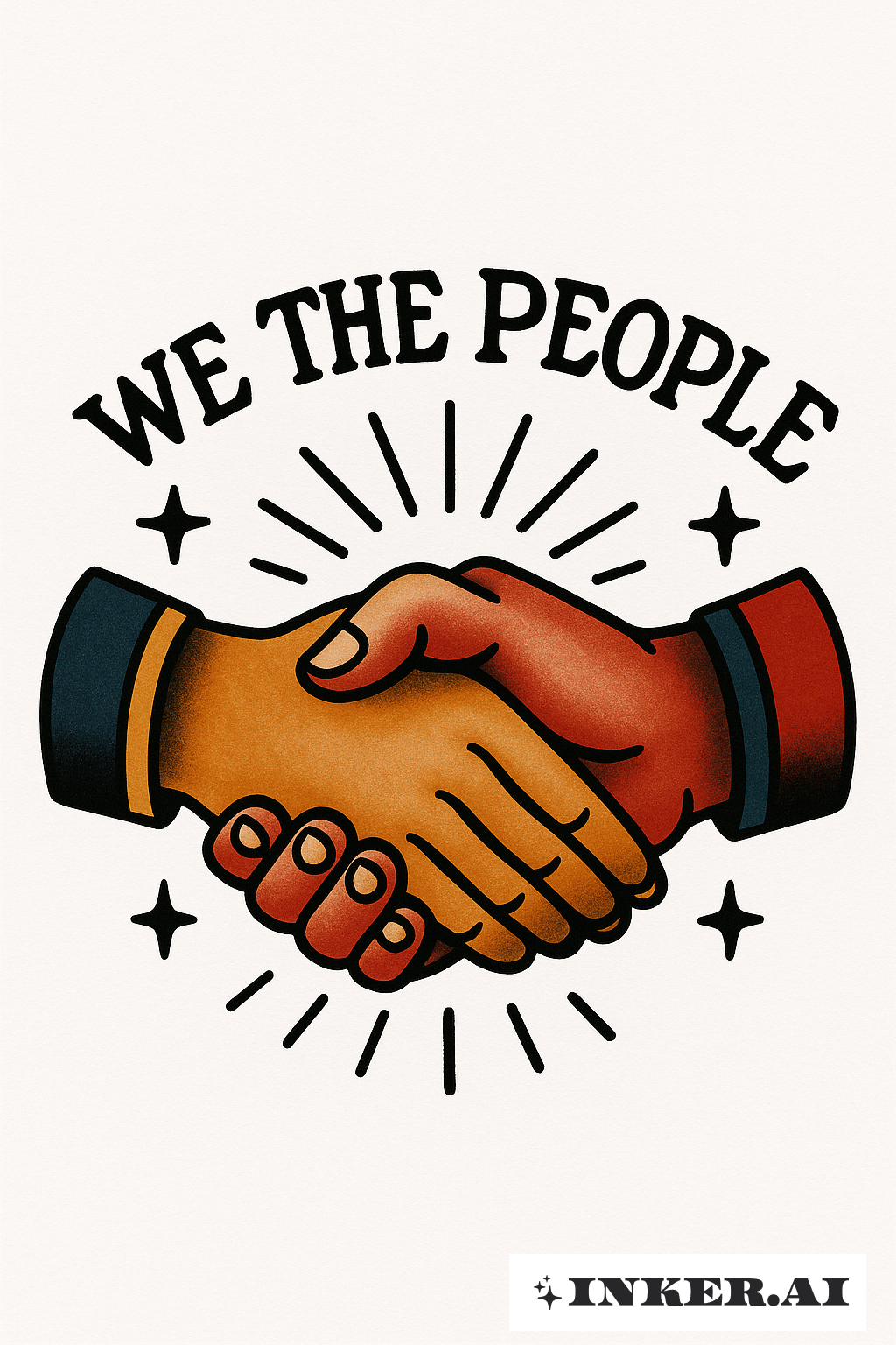 緊握的雙手在'我們人民'字樣下