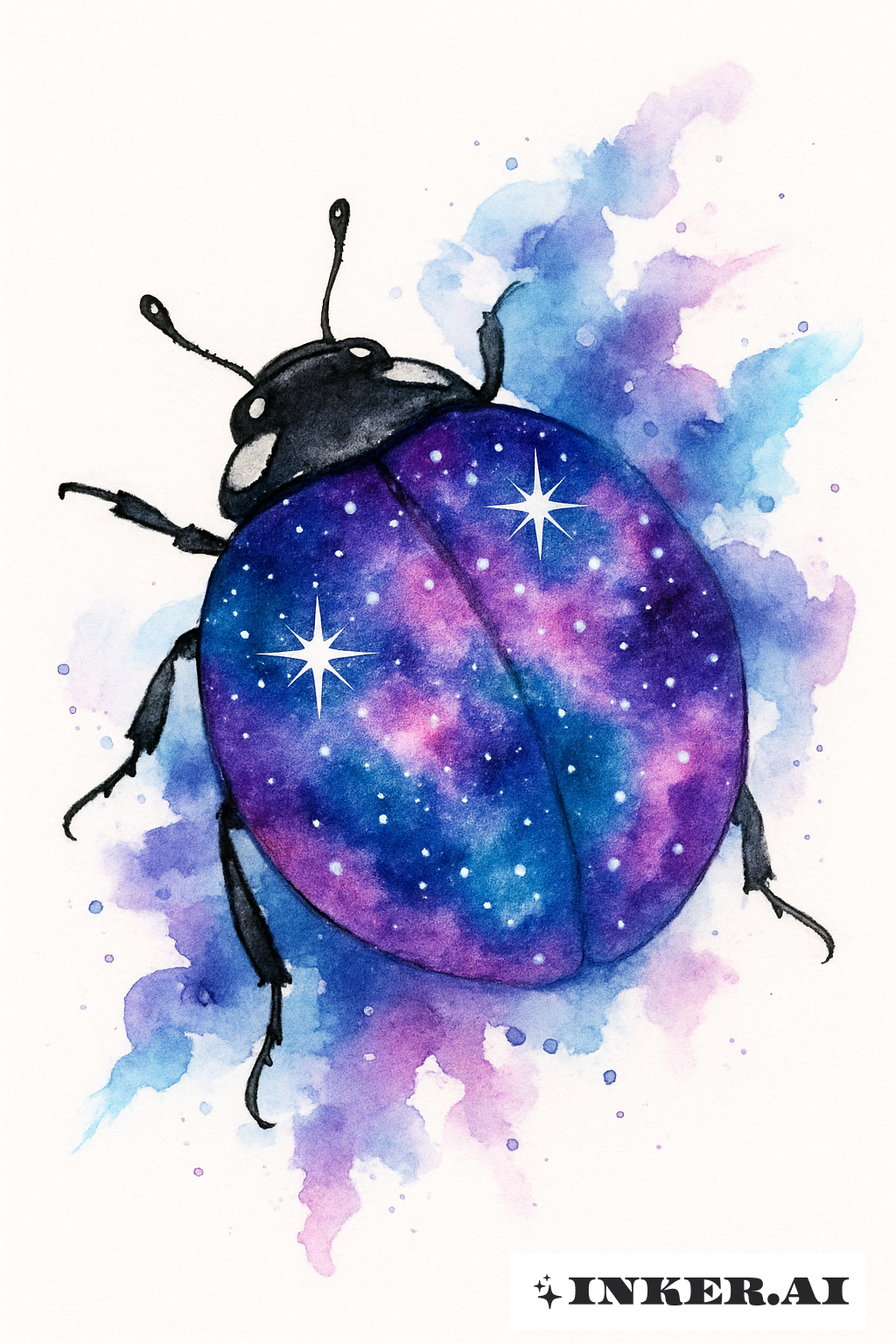 Joaninha Aquarela Galáxia