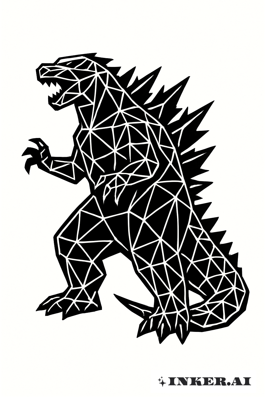 三角形で構成されたジオメトリックゴジラ